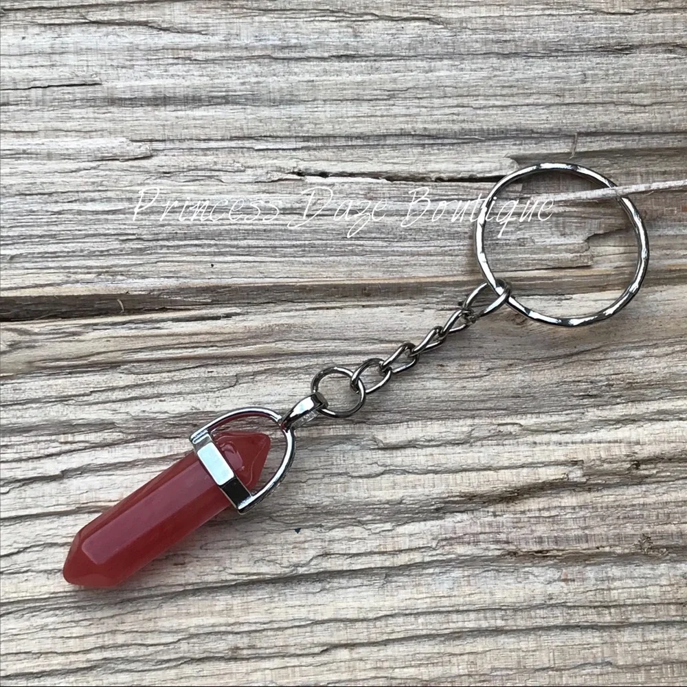 Red Jasper Natural Stone Pendant Keychain